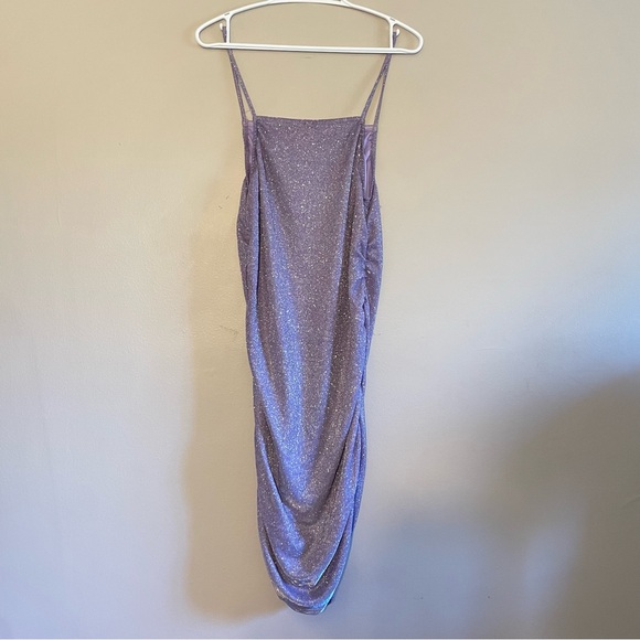 Divided Lilac Shimmering Ruched Party Dress - Picture 9 of 13